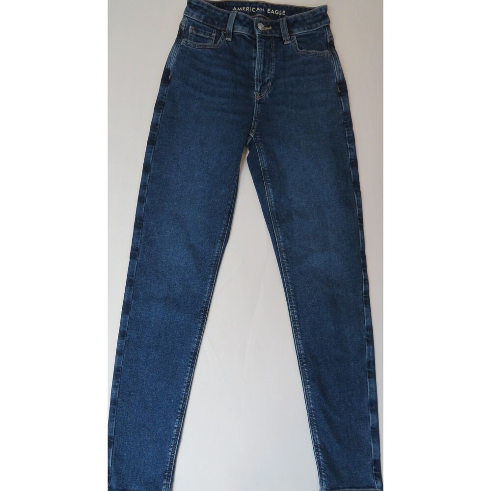 American Eagle Outfitters Jeans Womens 000 Blue Cotton Denim Mom Stretch Faded